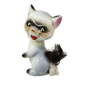 Mid Century Enesco Bobby the Furry Raccoon Figurine Enesco